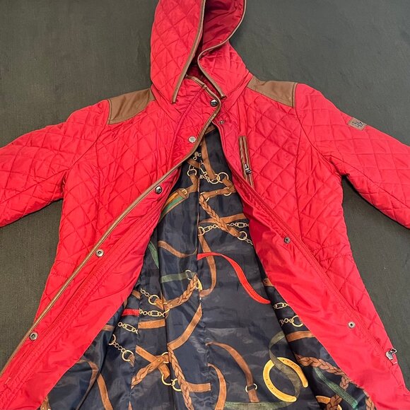 Lauren Ralph Lauren Red Quilted Jacket w/Hood - Picture 1 of 7